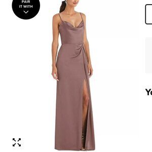 Women's Cowl-Neck Draped Wrap Maxi Dress with Front Slit